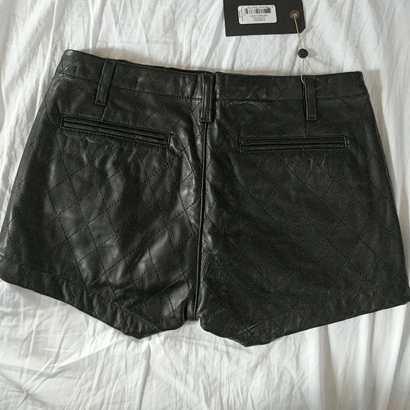 Rag & Bone Quilted Portabello Leather Shorts - Picture 3 of 5